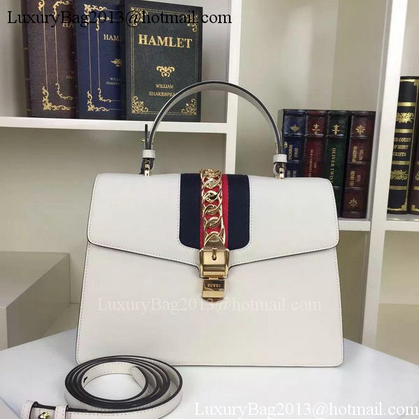 Gucci Sylvie Leather Shoulder Bag 421665 White