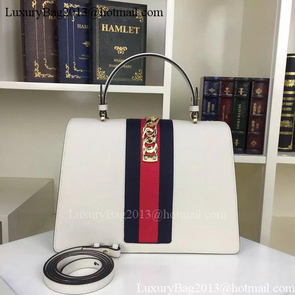 Gucci Sylvie Leather Shoulder Bag 421665 White