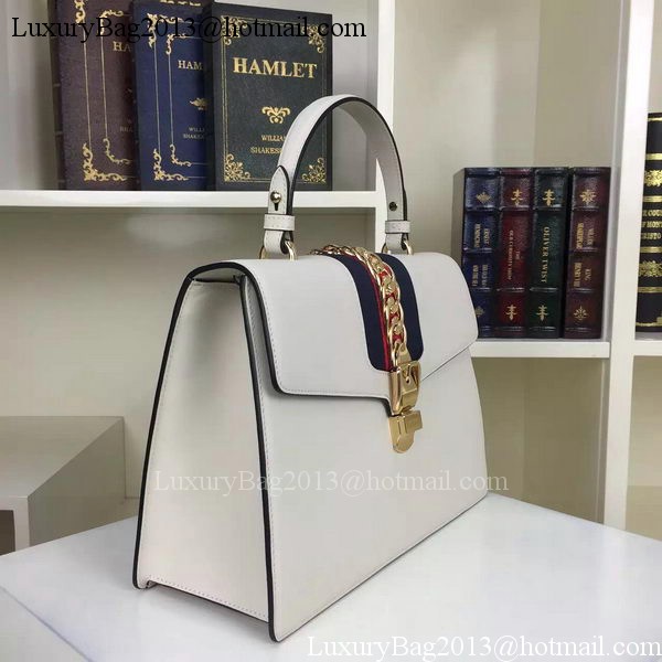 Gucci Sylvie Leather Shoulder Bag 421665 White