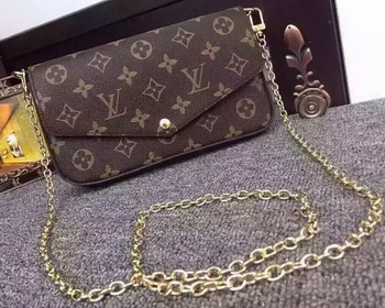 Louis Vuitton Monogram Canvas Felicie Chain Wallet M61276 Black