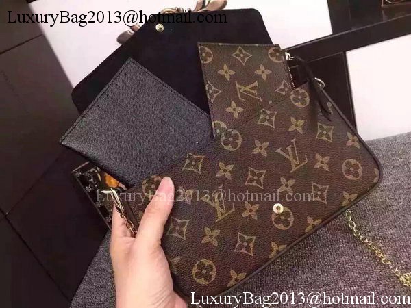 Louis Vuitton Monogram Canvas Felicie Chain Wallet M61276 Black