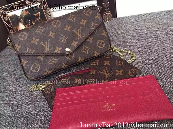 Louis Vuitton Monogram Canvas Felicie Chain Wallet M61276 Burgundy