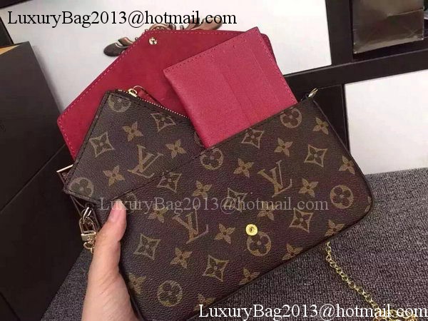 Louis Vuitton Monogram Canvas Felicie Chain Wallet M61276 Burgundy