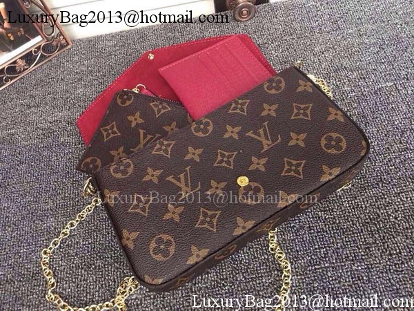 Louis Vuitton Monogram Canvas Felicie Chain Wallet M61276 Burgundy