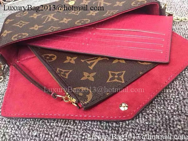 Louis Vuitton Monogram Canvas Felicie Chain Wallet M61276 Burgundy