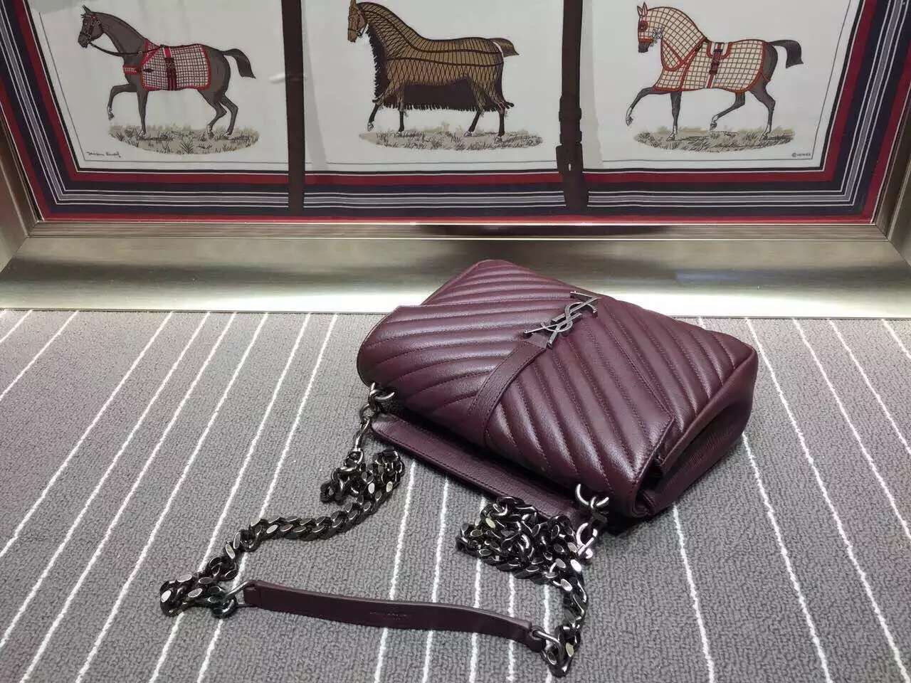 Yves Saint Laurent Messenger Bag  Origianl Leather YSL0338 Burgundy