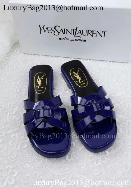 Yves Saint Laurent Patent Leather Slipper YSL287 Blue