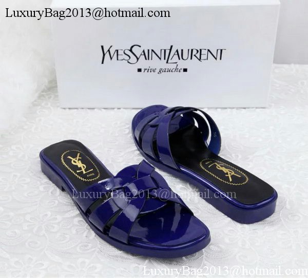 Yves Saint Laurent Patent Leather Slipper YSL287 Blue