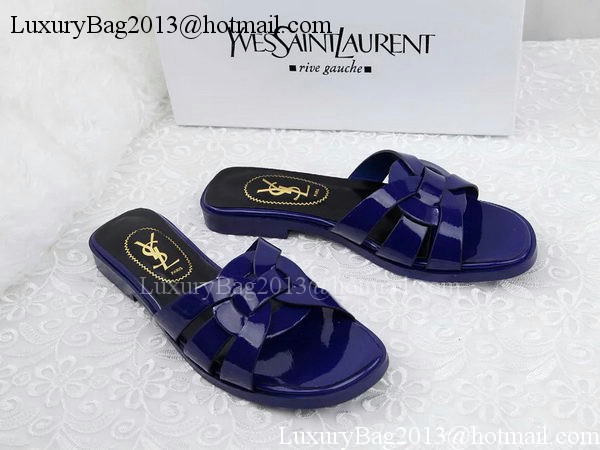 Yves Saint Laurent Patent Leather Slipper YSL287 Blue