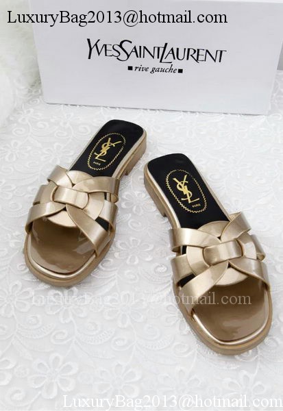 Yves Saint Laurent Patent Leather Slipper YSL287 Gold