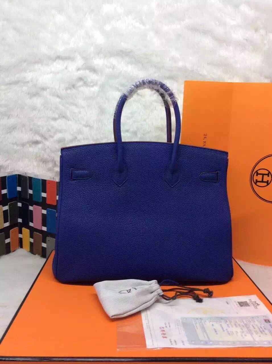 Hermes Birkin 35CM 30CM Tote Bag Grainy Leather H35H30 Blue