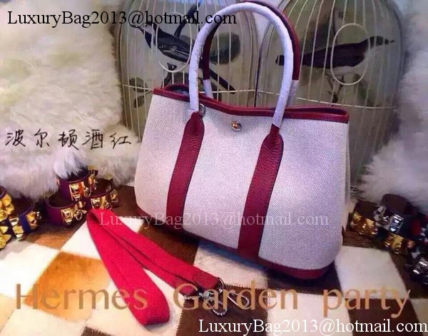 Hermes Garden Party 36cm Tote Bags Canvas HGP1927 Burgundy