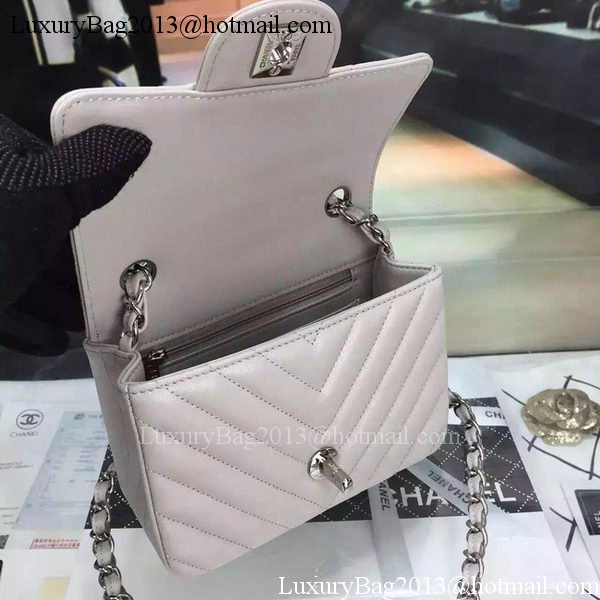 Chanel Classic MINI Flap Bag Cannage Pattern Leather A8171 Grey