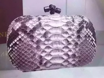 Bottega Veneta Snake Leather Knot Clutch BV8653 Grey