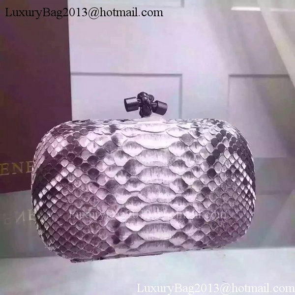 Bottega Veneta Snake Leather Knot Clutch BV8653 Grey