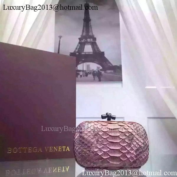 Bottega Veneta Snake Leather Knot Clutch BV8653 Pink