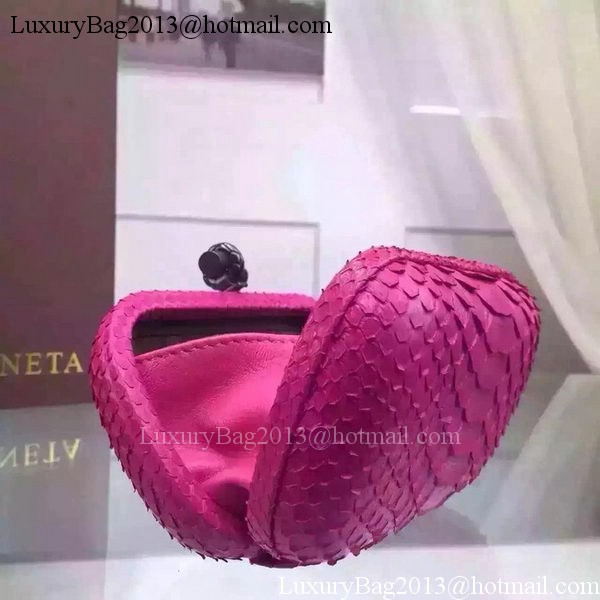 Bottega Veneta Snake Leather Knot Clutch BV8653 Rose