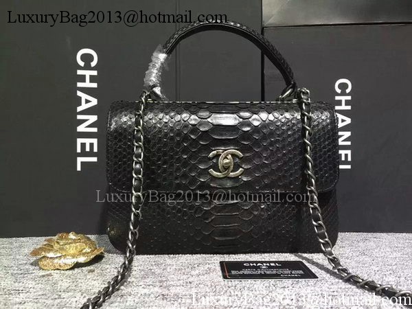 Chanel Classic Top Flap Bag Original Snake Leather A90095 Black