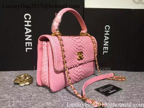 Chanel Classic Top Flap Bag Original Snake Leather A90095 Pink