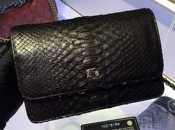 Chanel WOC Flap Bag Original Snake Leather A33814 Black