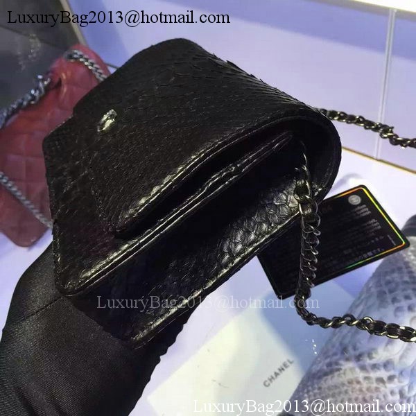 Chanel WOC Flap Bag Original Snake Leather A33814 Black