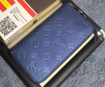 Louis Vuitton Monogram Empreinte ZIPPY WALLET M60571 Blue