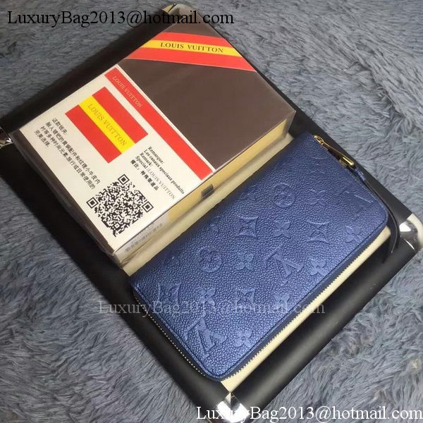 Louis Vuitton Monogram Empreinte ZIPPY WALLET M60571 Blue