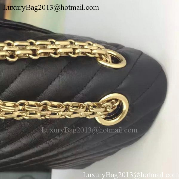 Chanel Classic Flap Bag Original Chevron Leather A90669 Black