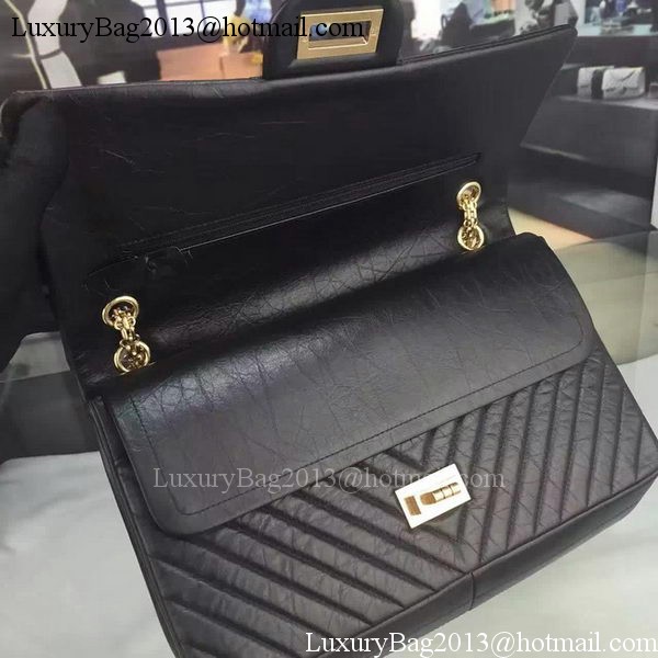 Chanel Classic Flap Bag Original Chevron Leather A90669 Black