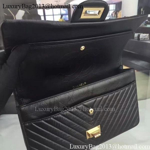 Chanel Classic Flap Bag Original Chevron Leather A90669 Black