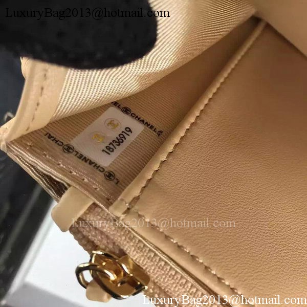 Chanel WOC mini Flap Bag Apricot Sheepskin A5373 Gold