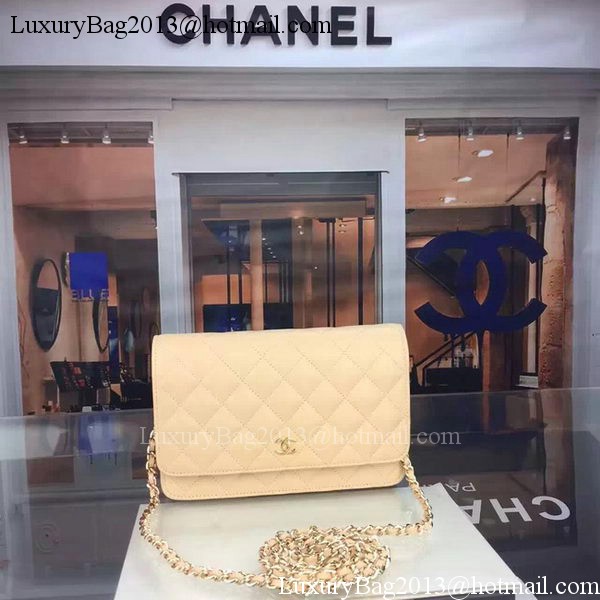 Chanel WOC mini Flap Bag Apricot Sheepskin A5373 Gold