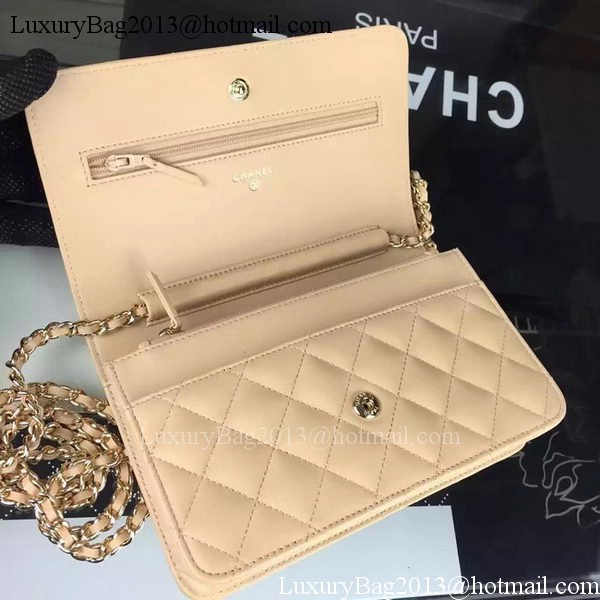 Chanel WOC mini Flap Bag Apricot Sheepskin A5373 Gold