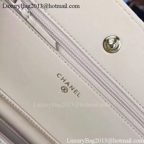 Chanel WOC mini Flap Bag Apricot Sheepskin A5373 Gold