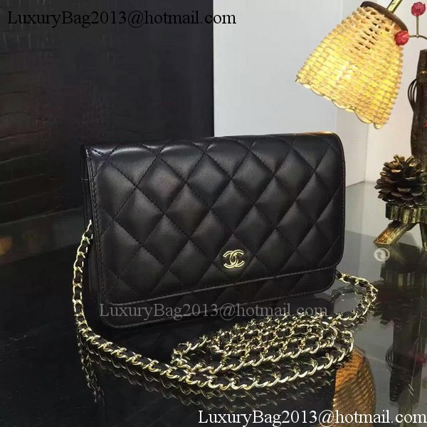 Chanel WOC mini Flap Bag Black Sheepskin A5373 Gold