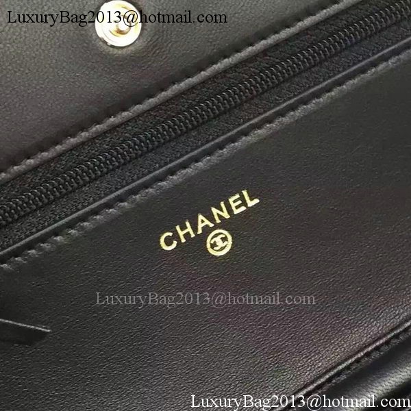 Chanel WOC mini Flap Bag Black Sheepskin A5373 Gold