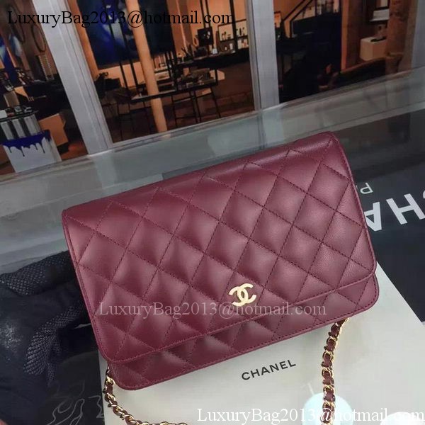 Chanel WOC mini Flap Bag Burgundy Sheepskin A5373 Gold