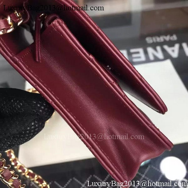 Chanel WOC mini Flap Bag Burgundy Sheepskin A5373 Gold