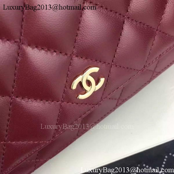 Chanel WOC mini Flap Bag Burgundy Sheepskin A5373 Gold