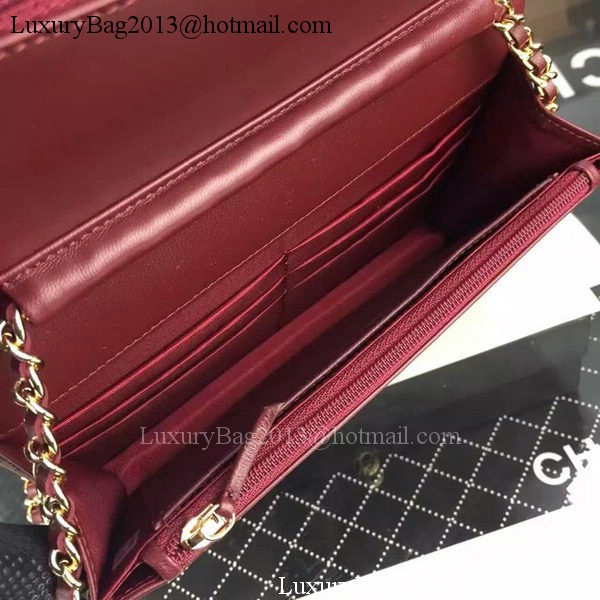 Chanel WOC mini Flap Bag Burgundy Sheepskin A5373 Gold