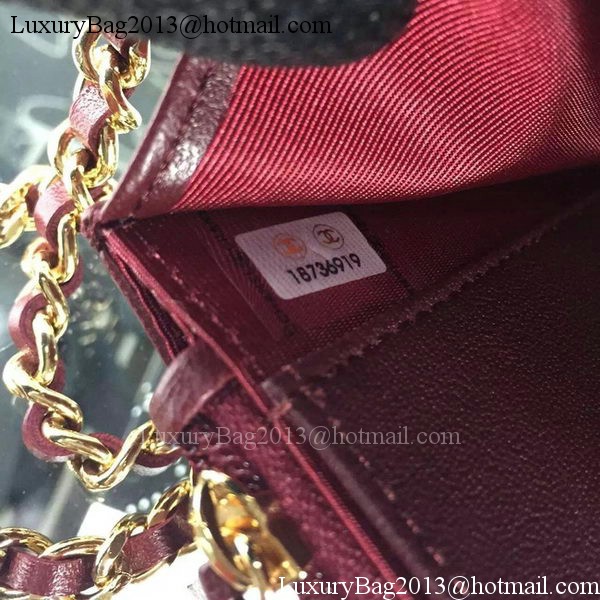 Chanel WOC mini Flap Bag Burgundy Sheepskin A5373 Gold