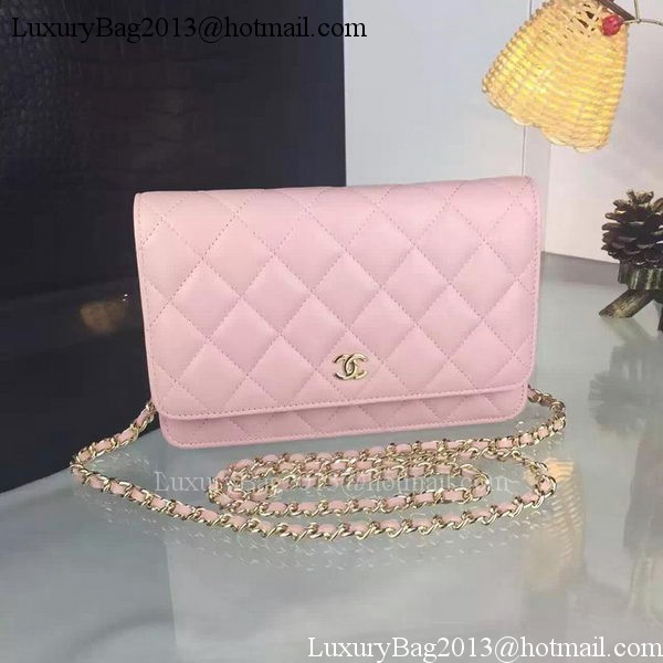 Chanel WOC mini Flap Bag Pink Sheepskin A5373 Gold