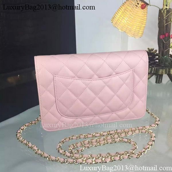 Chanel WOC mini Flap Bag Pink Sheepskin A5373 Gold