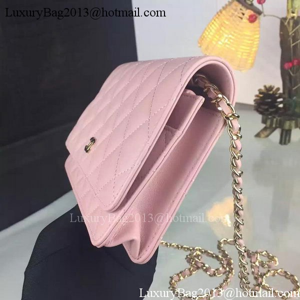 Chanel WOC mini Flap Bag Pink Sheepskin A5373 Gold