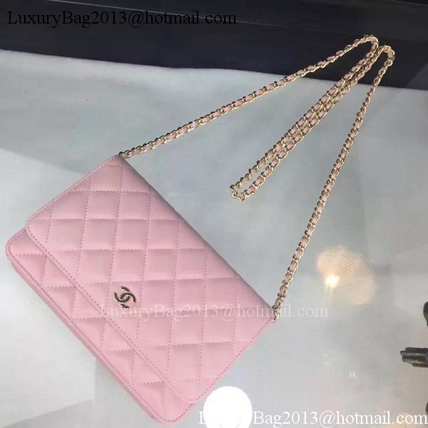 Chanel WOC mini Flap Bag Pink Sheepskin A5373 Gold