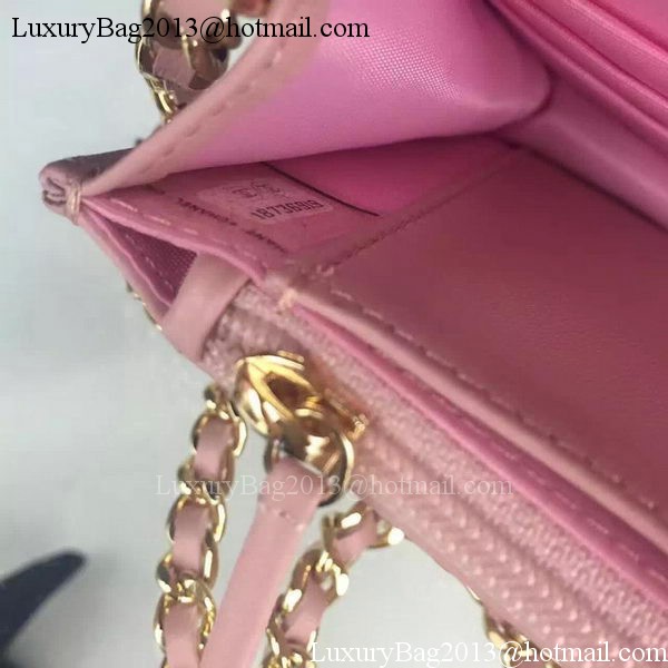 Chanel WOC mini Flap Bag Pink Sheepskin A5373 Gold