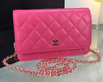 Chanel WOC mini Flap Bag Rose Sheepskin A5373 Gold