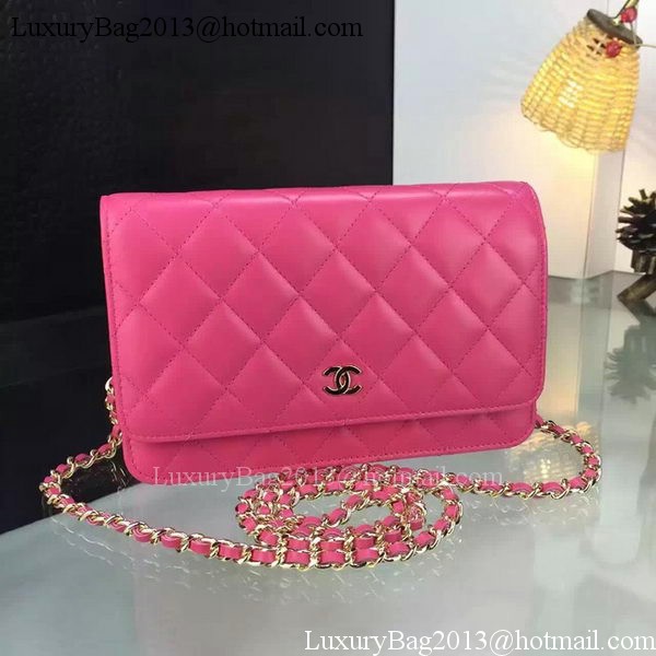 Chanel WOC mini Flap Bag Rose Sheepskin A5373 Gold