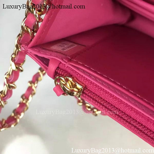 Chanel WOC mini Flap Bag Rose Sheepskin A5373 Gold