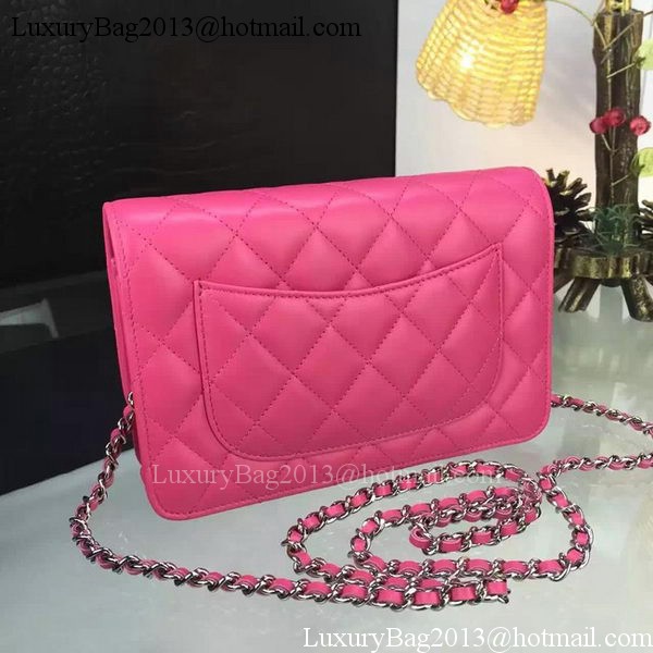 Chanel WOC mini Flap Bag Rose Sheepskin A5373 Silver